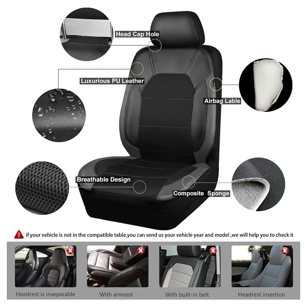 Autostoelhoes Voor Kuga 3 MK3 ST-Line 2020-2023,PU-leer Complete Set Voor- En Achterbank Beschermers Ademende Stoelhoezen Kussens Autostoelaccessoires, Coffee
