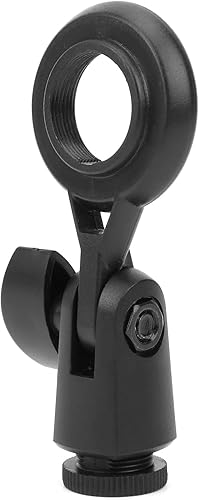 Miniatura 8 de Soporte para micrófono, adaptador de soporte de micrófono antivibración portátil, plástico negro, micrófonos roscados de 0.866 in0.9 pulgadas