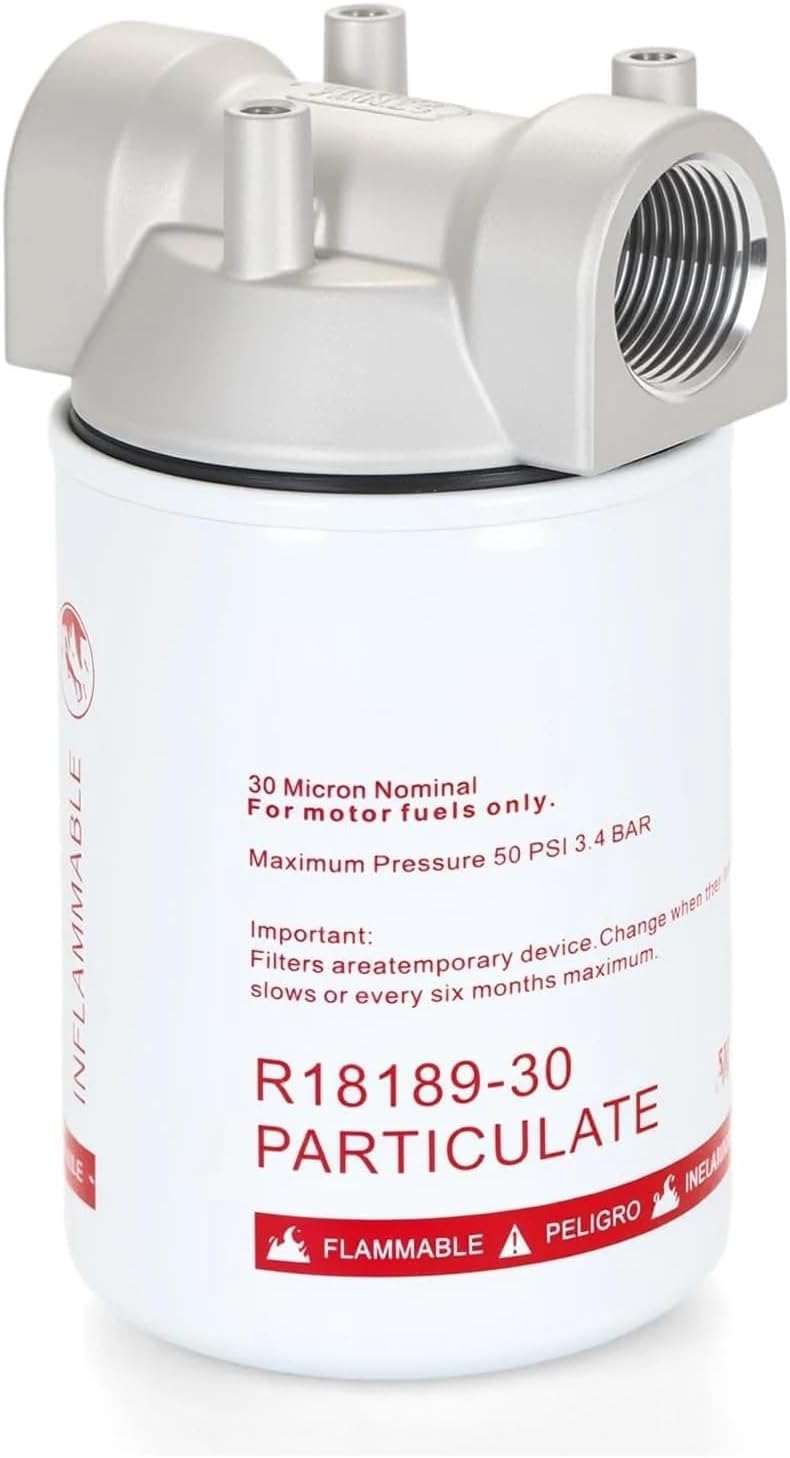 K82584 Fuel Water Separator Filter, 30 Micron 1 Inch NPT High Flow 25 GPM, Spin-On Cartridge for Diesel Transfer Pump