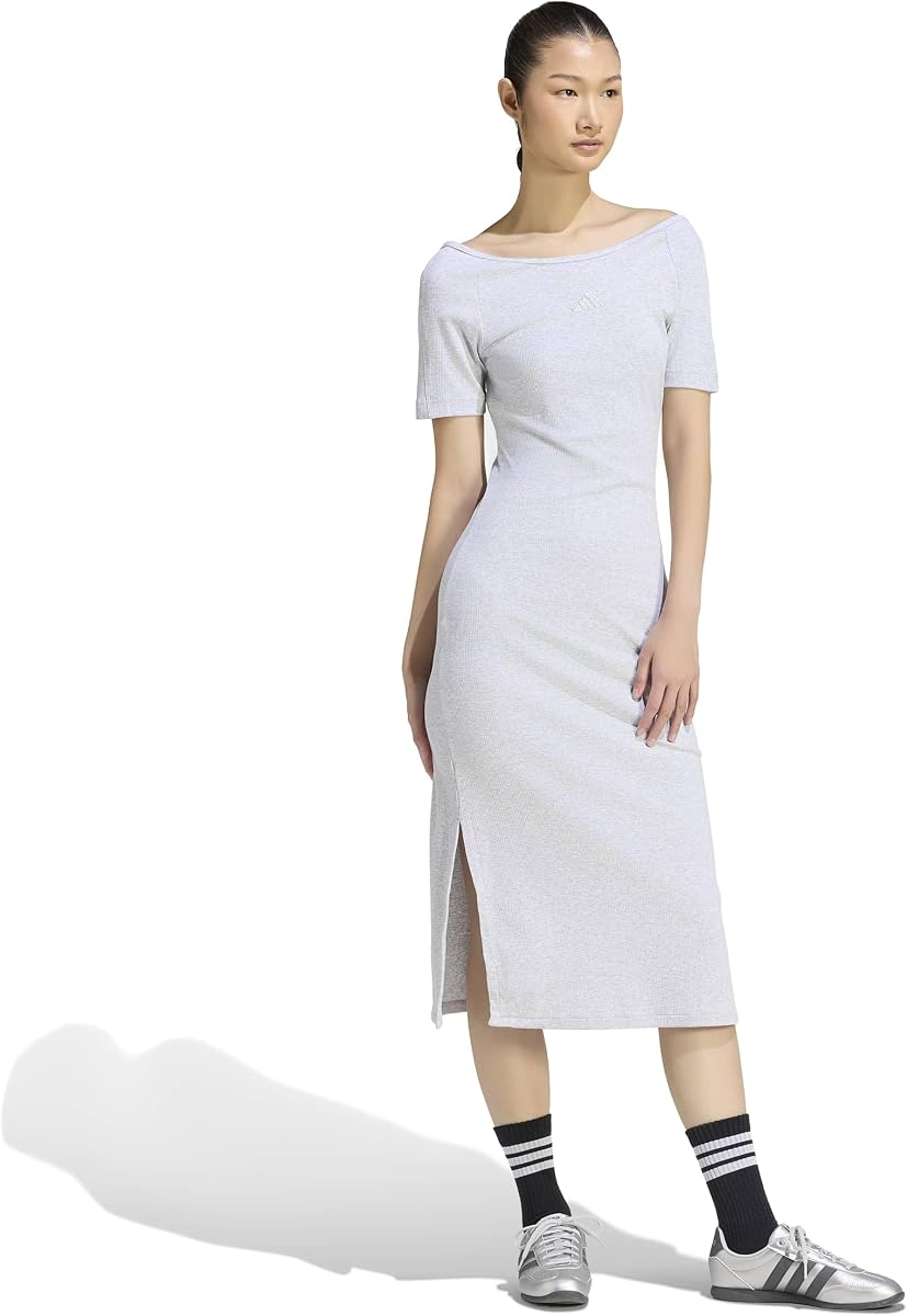 Vestido de canalé con logo pequeño Kit de adidas