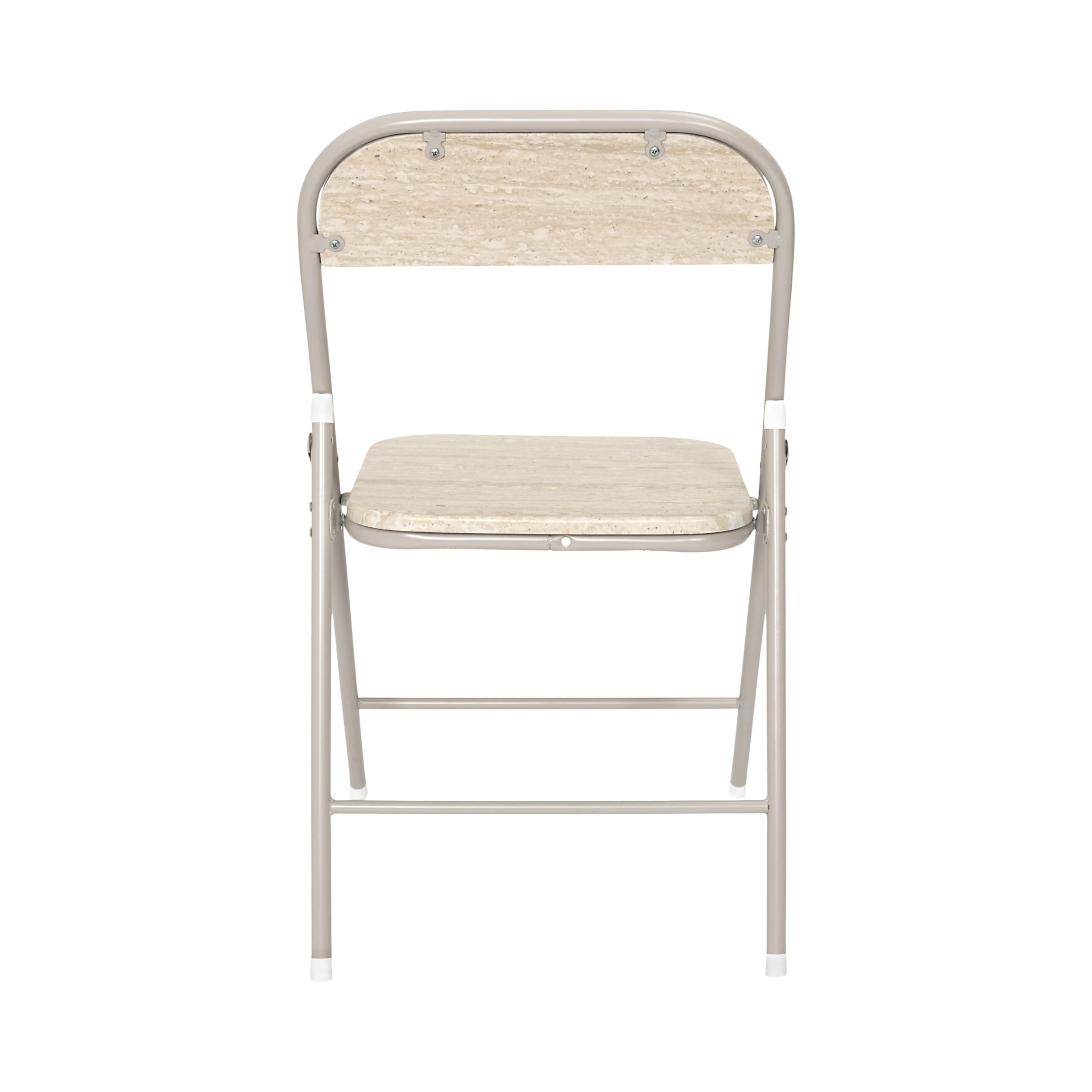 HOME DECO FACTORY - HD7753 - Chaise Pliante Terra Nova - Structure en Métal Clair - Assise et Dossier en Bois - Design Moderne et Compact - Idéale pour Salon - Salle à Manger ou Bureau - Beige