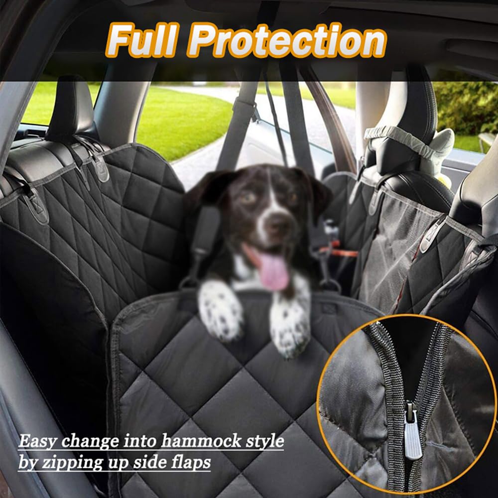 Protector Asiento Coche Perro para BYD Seal 2023-2025 Sedan 5-Seater, Impermeable Antideslizante Asiento Trasero con Ventana de Malla y Bolsillos,All-Black Version