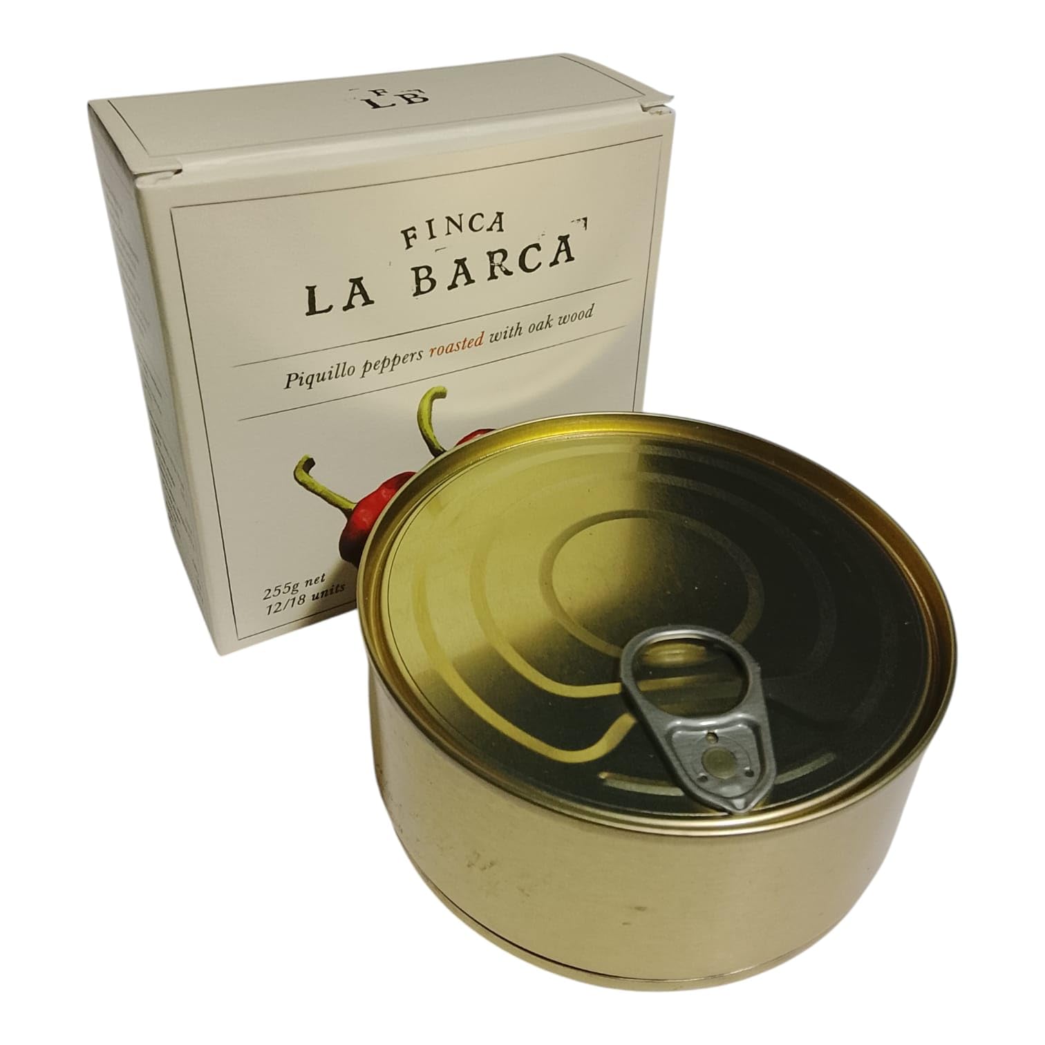 Finca La Barca Pimientos del Piquillo Asados a la Leña – Pelados a Mano – Tiernos y Enteros 12/18 – Sabor Ahumado Tradicional – Producto Gourmet 255 g