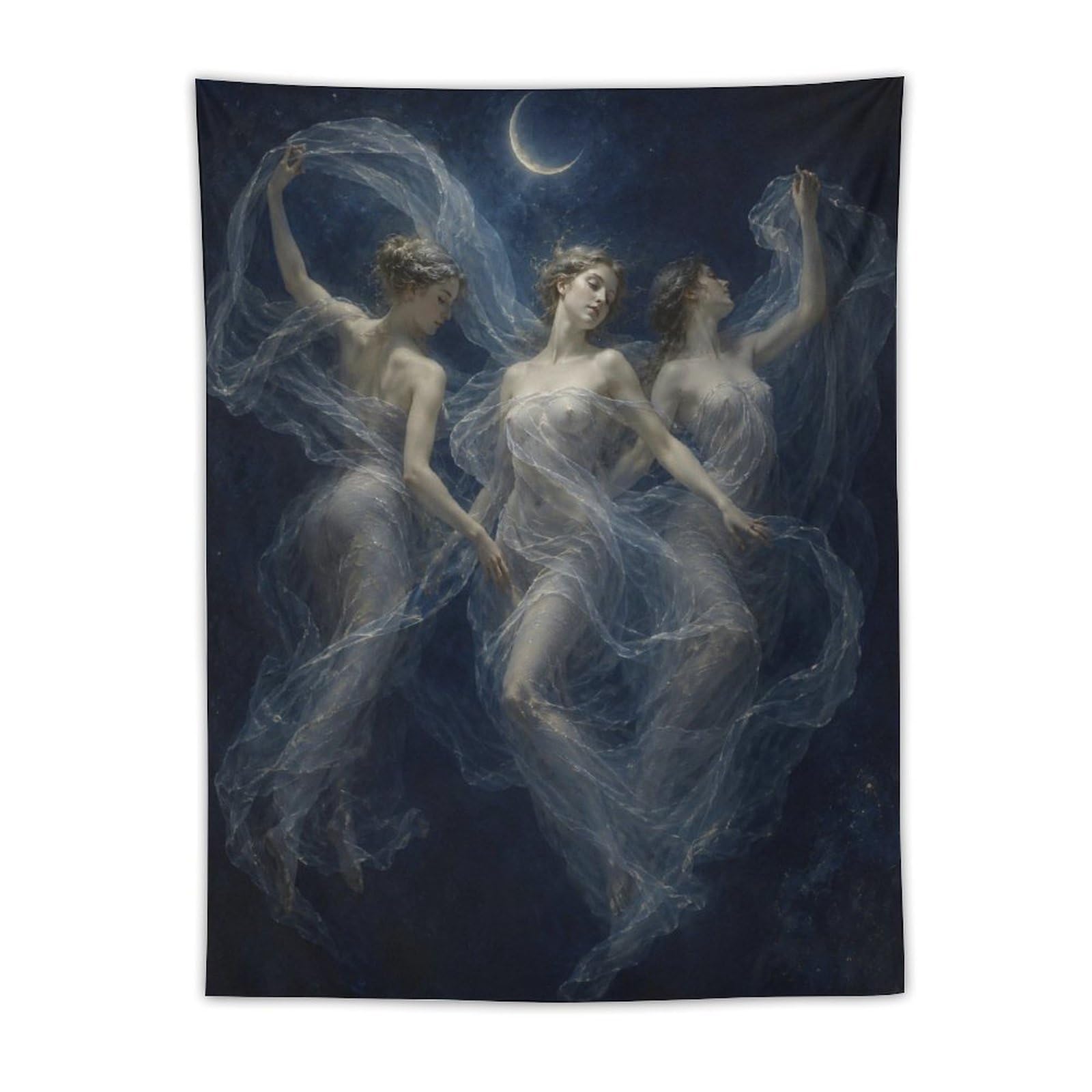 H3B8U2Y5 Moon Dancers Wall Tapestry, Fantasy Illustration Style, Apartment