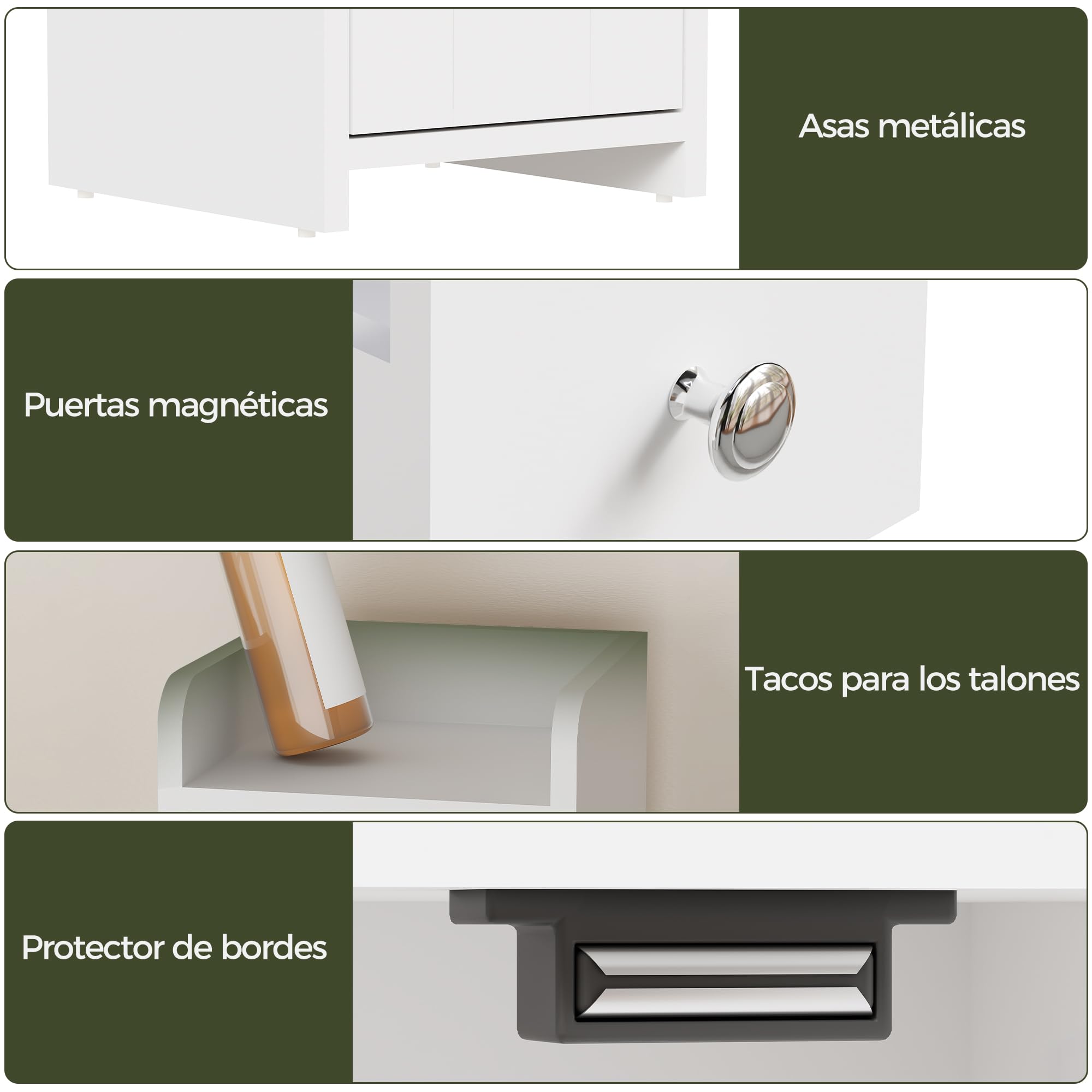 BEWISHOME Armario Alto de Baño,Mueble de baño Alto y Estrecho, Mueble Auxiliar baño,con Estantes Ajustables, Compartimentos Abiertos, para Espacios Pequeños, Moderno, Blanco EYYG07W