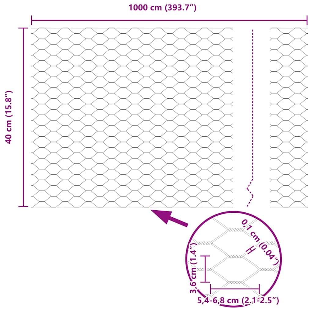 Geschweißter Drahtzaun 10 x 0,4 m mit Betonfundament, PVC-beschichteter Stahl, wetterbeständig, rost- und korrosionsbeständig, inklusive Zaunfeld, Pfosten, Spanner für Garten, Terrasse