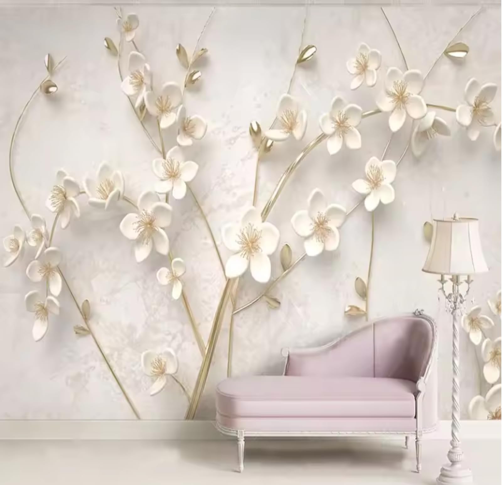 Papier peint en relief prune dorée pour moderniser un mur de salon