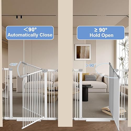 Miniatura 4 de Puerta extra alta para bebés de 40.55 pulgadas, puerta de bebé extra ancha de 40.6 a 49.1 pulgadas, puerta para mascotas para escaleras y puertas,