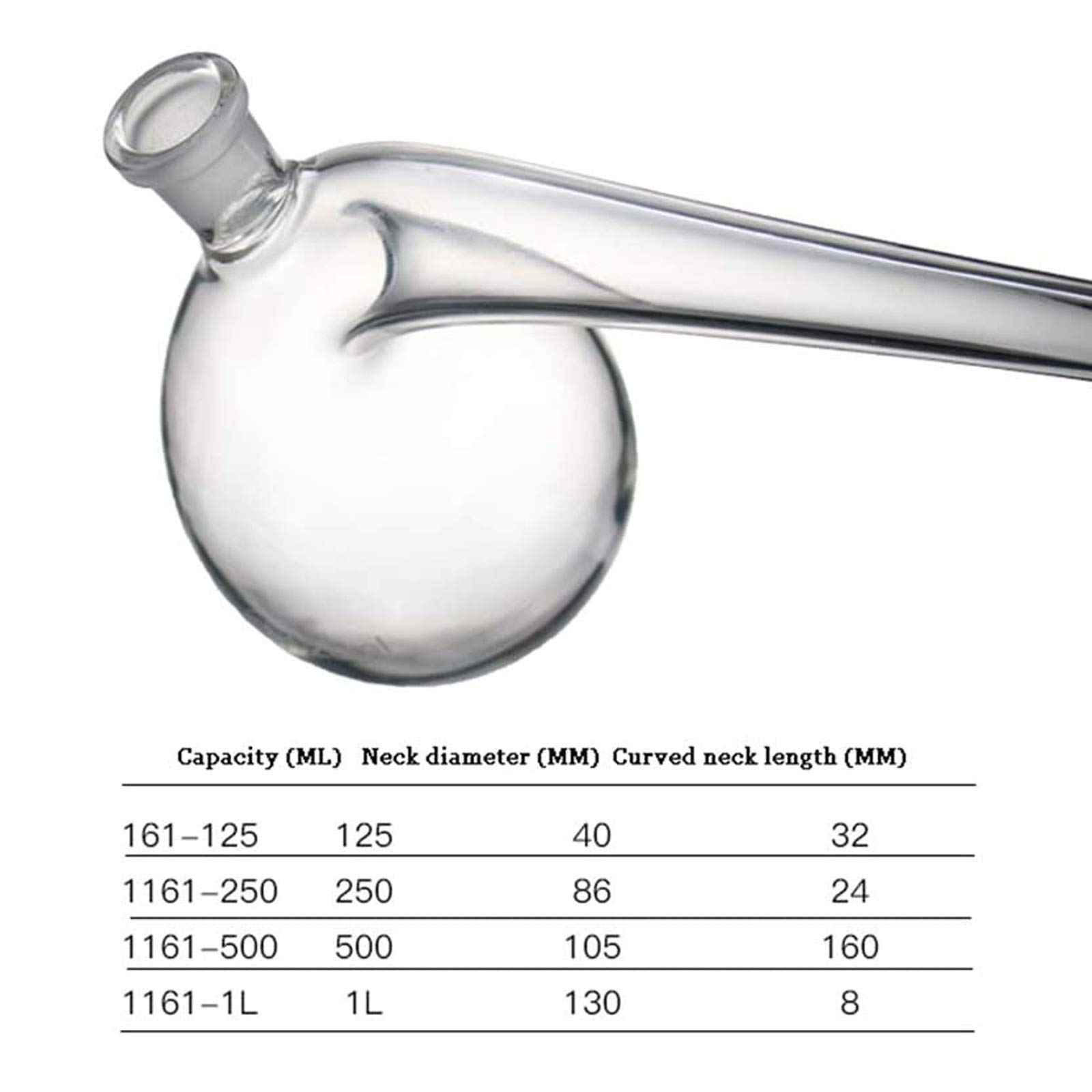 Retort con Tierra en tapón de Cristal de borosilicato de Vidrio Destilación Destilación matraz de Laboratorio Chemistry, 250/500/1000/2000 ml