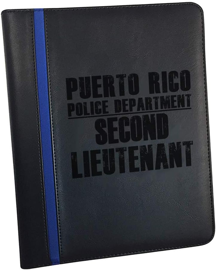 Puerto Rico Police Department Second Lieutenant Police Padfolio Notepad Holder - Thin Blue Line Portfolio with Police Officers Prayer Print & 3 Police Laptop Stickers and a Police Car Magnet