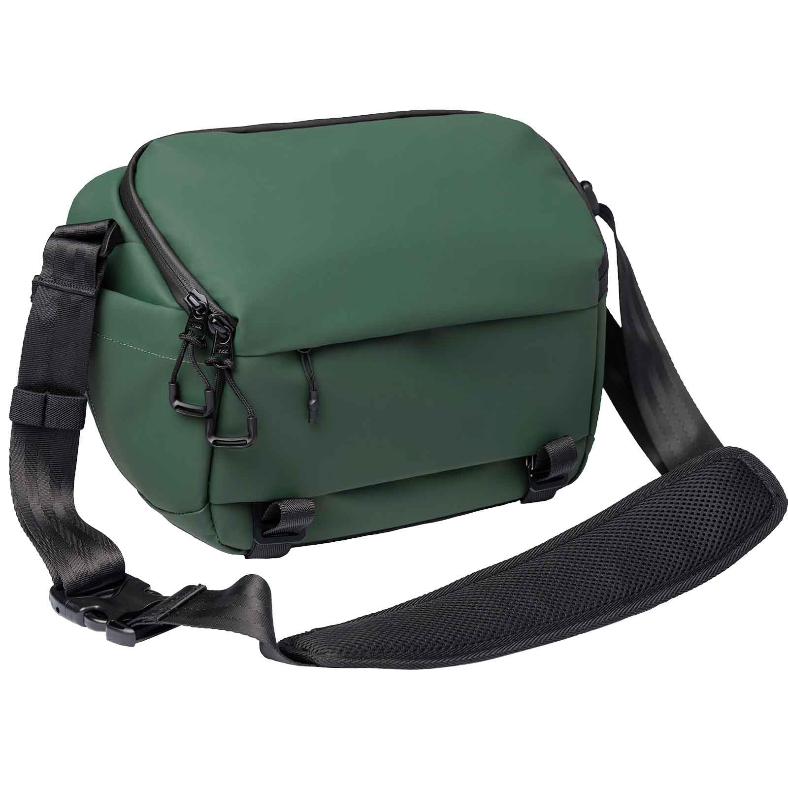 llano Borsa a tracolla per fotocamera DSLR/Mirrorless, borsa fotografica compatta crossbody con tracolla regolabile, adatta per Canon/Nikon/Sony, per 1 fotocamera, 2 obiettivi e accessori (Verde