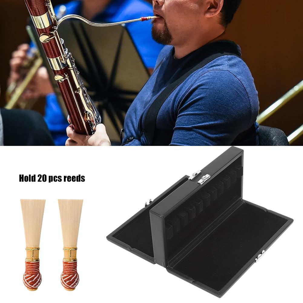 Oumefar Bassoon Reed Bassoon 20 × 10 × 5 2 Capas de Cuero Negro Funda de Lengüeta para 20 Lengüetas Caja a Prueba de Humedad Accesorios para Instrumentos Musicales