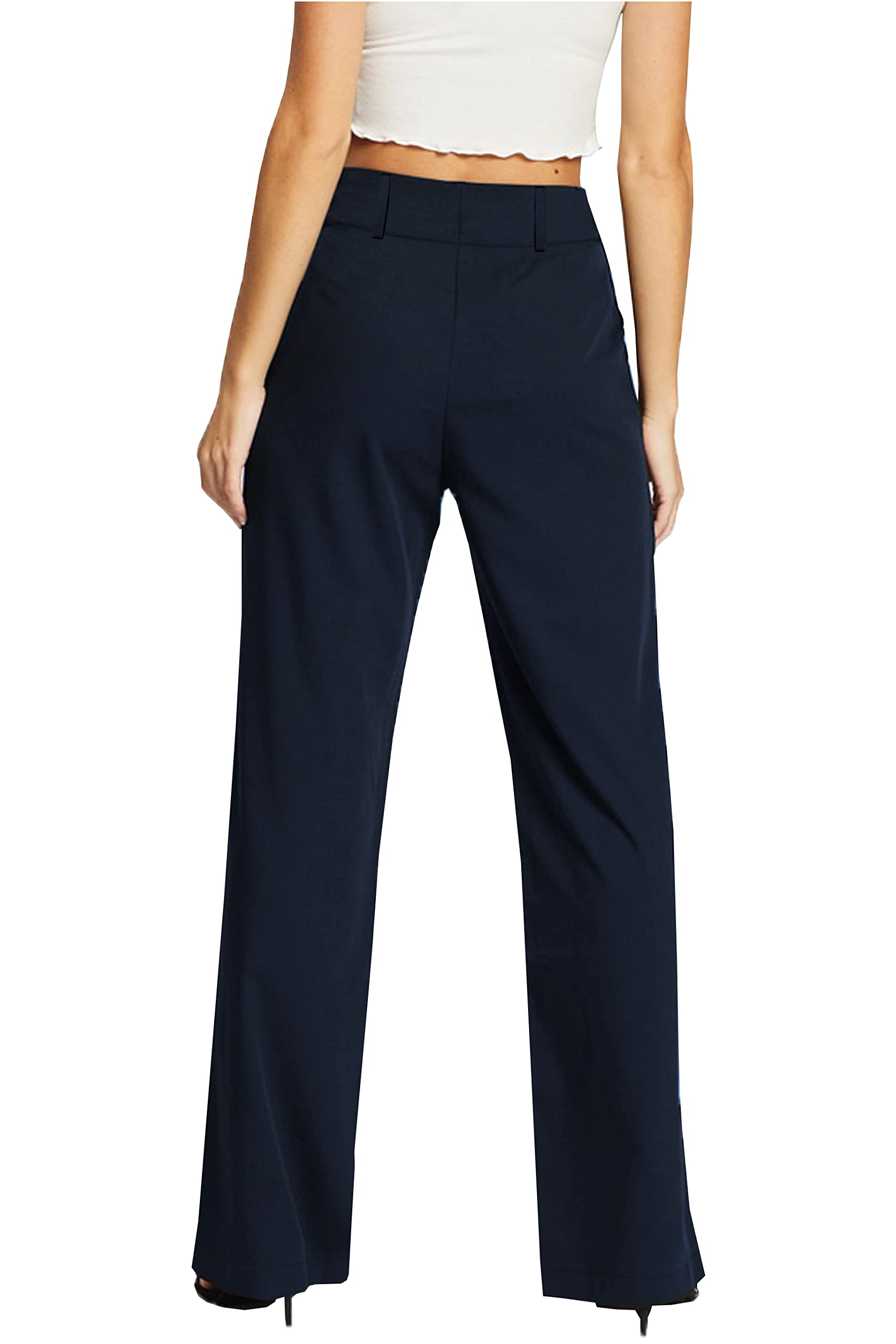 femiss Pantalones de pierna ancha para mujer, a medida, para oficina, trabajo, elegante, formal, ajuste relajado