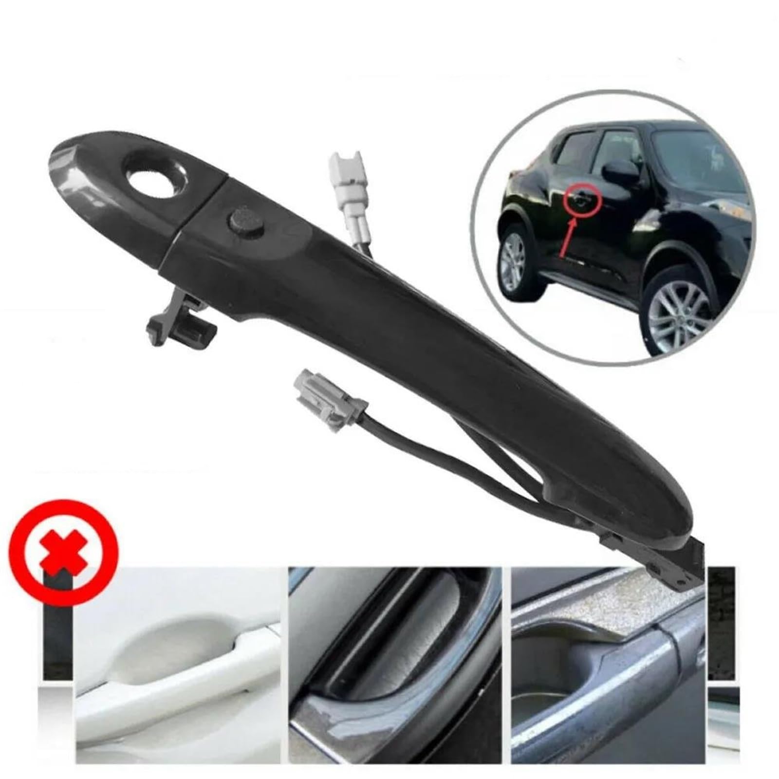 Set 4 Coprimaniglie Esterne Nere Per Nissan Juke 2011-2018, Con Foro Per Chiave Smart, Anti-graffio