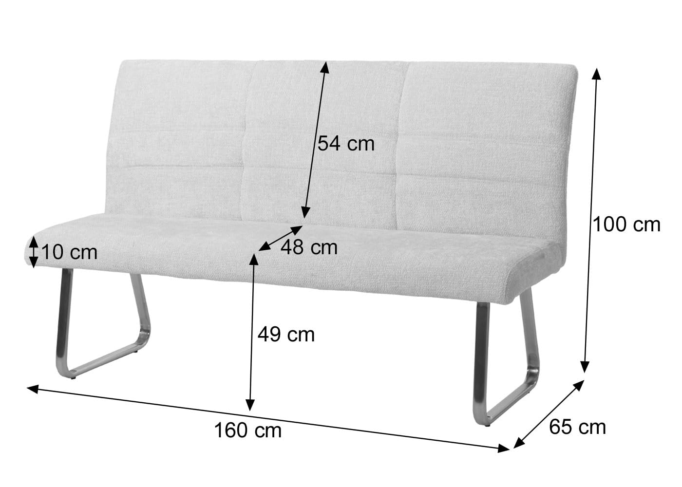 Mendler Sitzbank HWC-G55 160cm Edelstahl - blau-grün