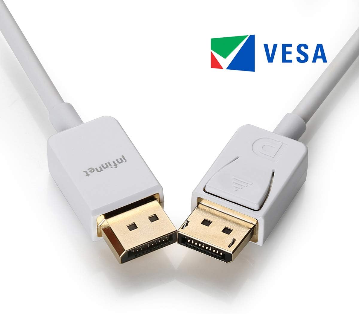 DisplayPort 1.2 Cable, 4K 60Hz, 1440p 144Hz, Slim DisplayPort to DisplayPort 1.2 Male to Male Cord, DP to DP, Gold Plated Connectors - 2 Meters(6.6 Feet) White