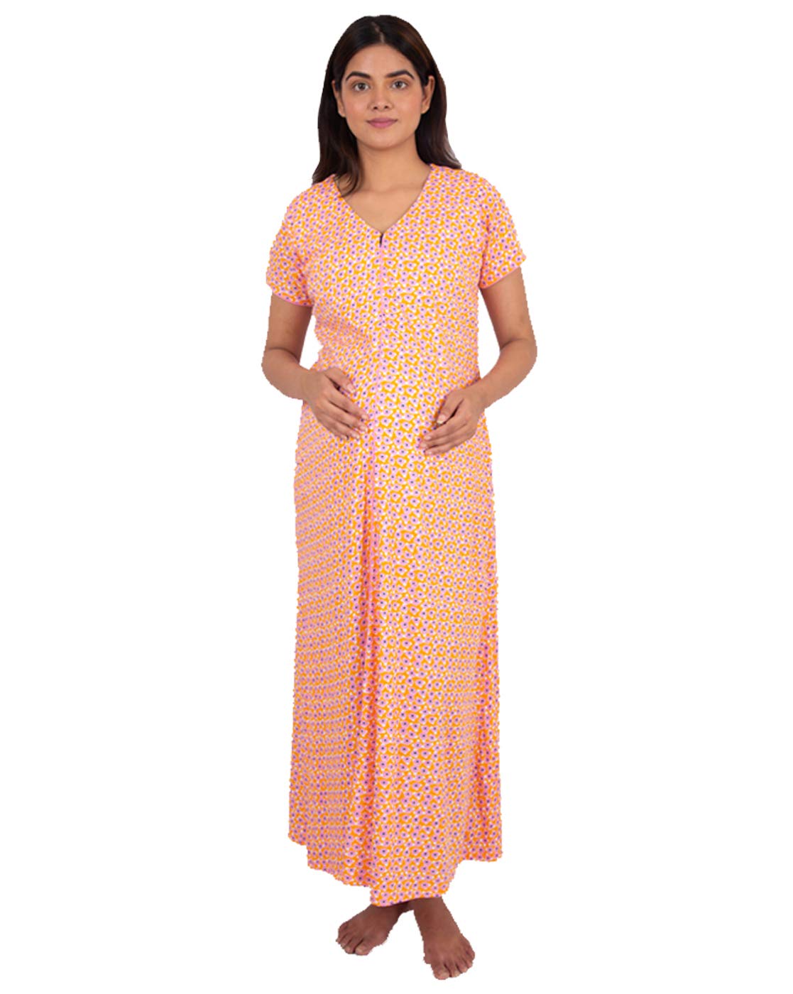 Pastel Floral Breastfeeding Nighty with Vertical Nursing