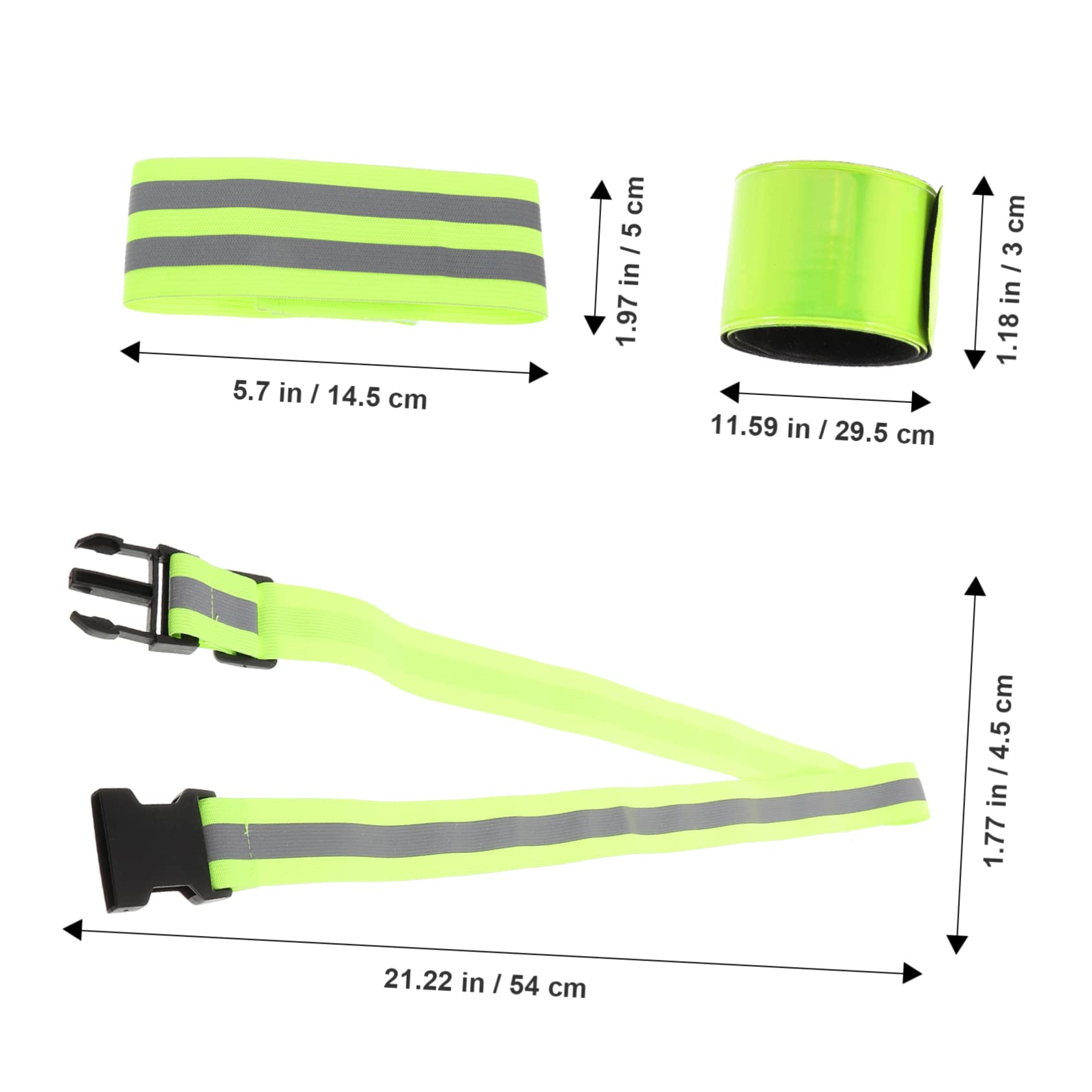 UKCOCO Set di Cinture Riflettenti Fascia da Braccio Cintura Fascia da Corsa Band da Polso Bande Riflettenti Bande da Polso Banda Riflettente di Sicurezza Fettuccia Elastica Verde