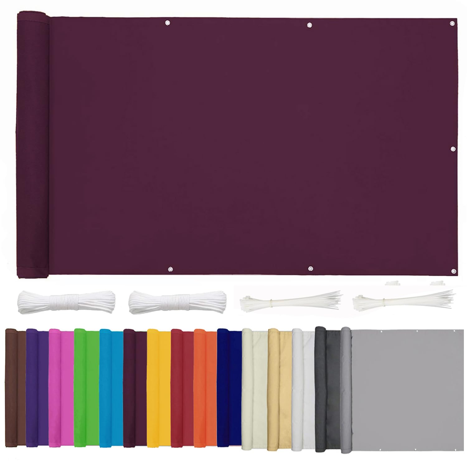 ZHhan Balcony Privacy Screen for Backyard Deck Patio Balcony Fence Porch Sun Shade PVC UV Protection Sun Wind 8 Days Delivered 15 Colors 352 Sizes 420D Wine red