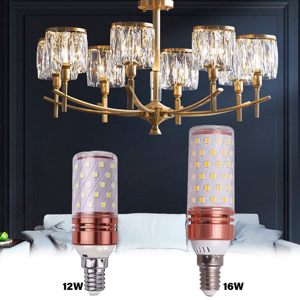 Bombillas Paquete de 10, bombilla LED de maíz de 16 W (equivalente a 160 W) sin estroboscópico, no regulable CA 100 V-240 V casquillo E14 de corriente constante, hogar/comercial (Tricolor Dimming E14)