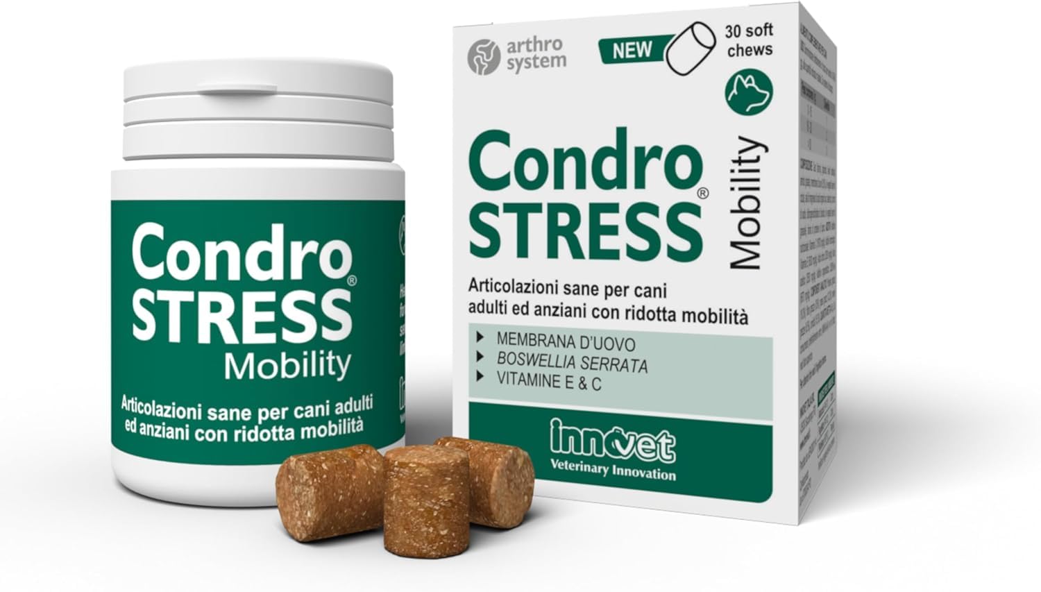 Innovet Condrostress Mobility per Cani Adulti e Anziani Che Soffrono di Rigidità Articolare – 30 Soft Chews – Supporta Il Metabolismo Cartilagineo e la Mobilità (30 soft chews per cani)