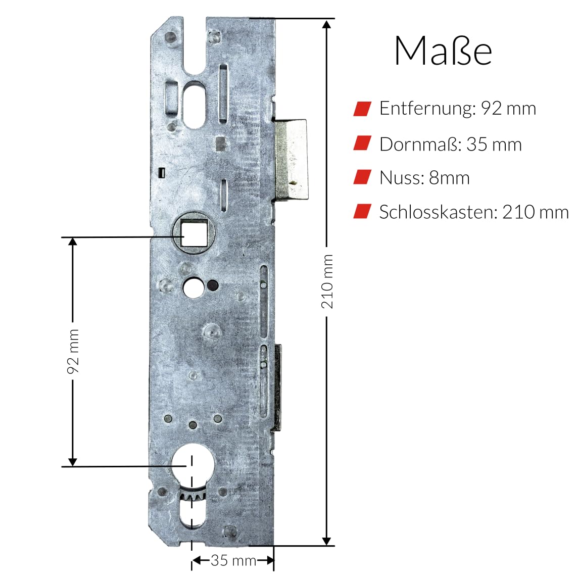 KFV Reparaturschloss 8250 | Einsteckschloss Renovierungsschloss für Mehrfachverriegelungen - Schlosskasten zur Reparatur oder Instandsetzung | Entfernung 92 mm, Dornmaß 35 mm