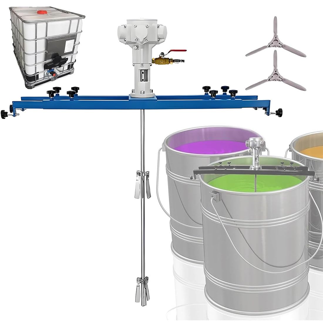 SBCGFY Pneumatic Air Agitator For 1 Ton Ibc Tank Mixer, Barrel Drum Mixing Machine Paint Stirring Tool, 1000L Capacity For Paint Coating Ink Glue,Fivecylinder