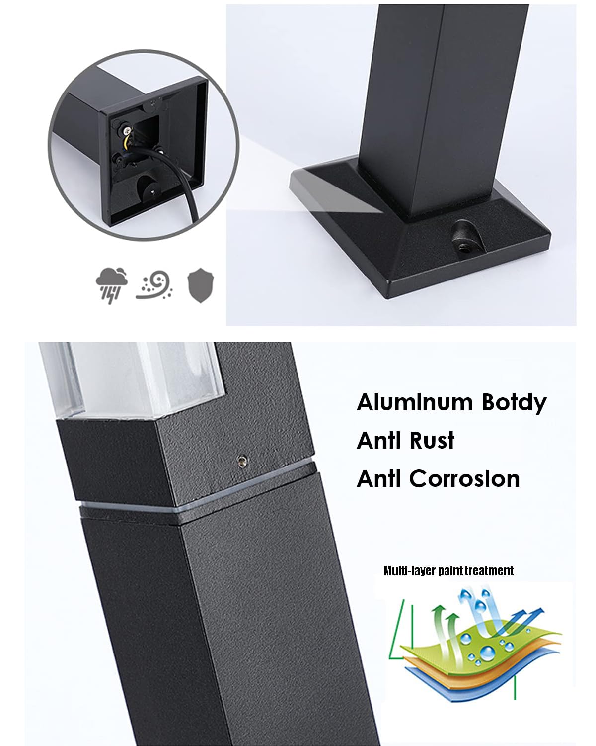 Lampione da Giardino, 40cm Lampioni da Giardino Esterno con Sensore di Movimento, IP65, 3000K, 220V Lampade da Giardino da Terra Paletto in Alluminio per Vialetto e Patio, Nero