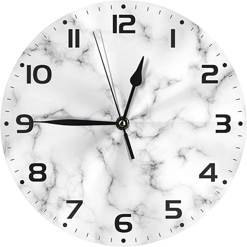 Fovanxixi Reloj de pared de mármol gris, silencioso, sin tictac, de 10 pulgadas, funciona con pilas, reloj redondo vintage para decoración del hogar Fovanxixi Reloj de pared de mármol gris, silencioso, sin tictac, de 10 pulgadas, funciona con pilas, reloj redondo vintage para decoración del hogar