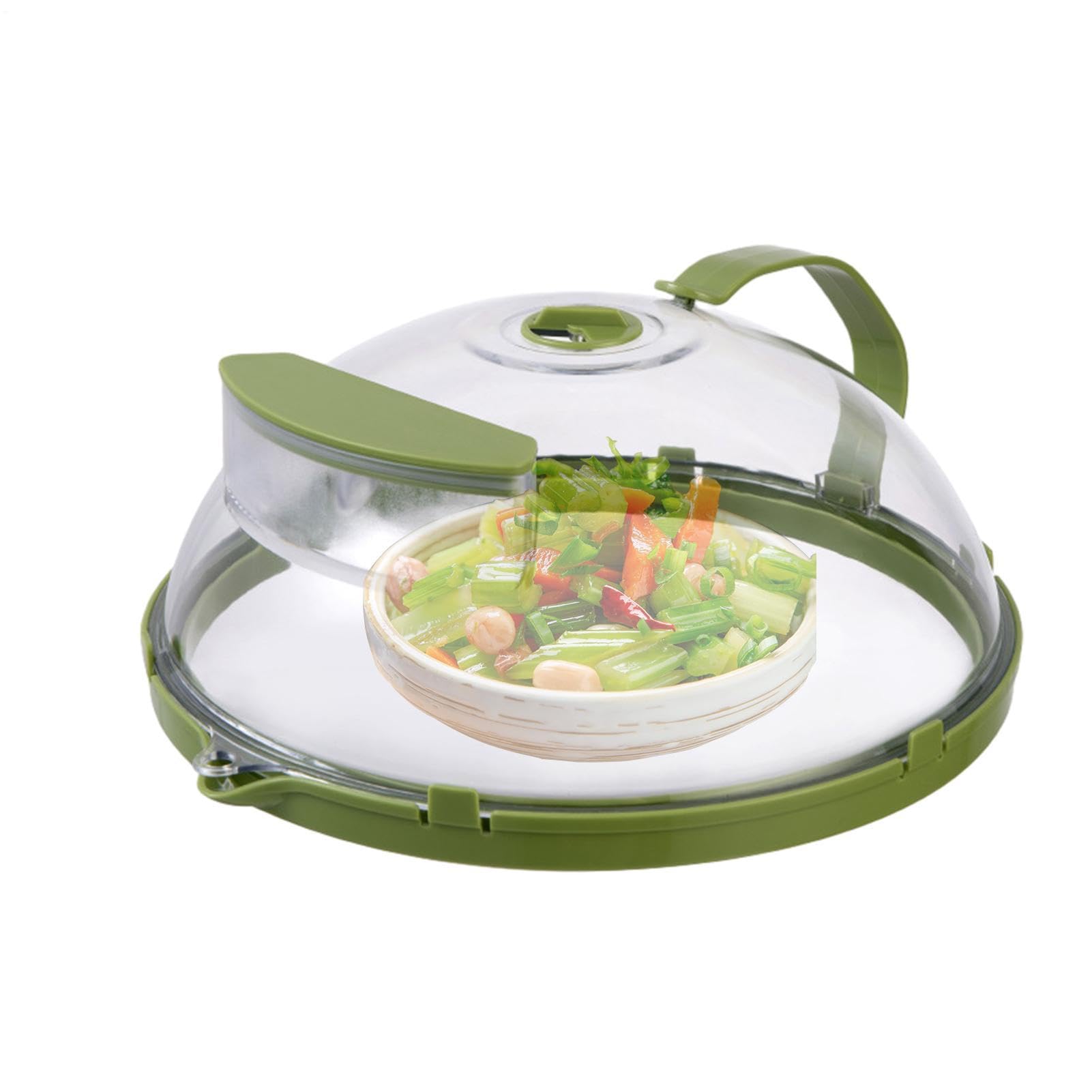 Tapa para Microondas - 30cm Tapa para Alimentos | Tapà para Microondas para Alimentos con Depósito de Agua, Protector Anti-Salpicaduras Transpirable y Ventilado, Cesta de Lavado Multi-Uso y Soporte pa