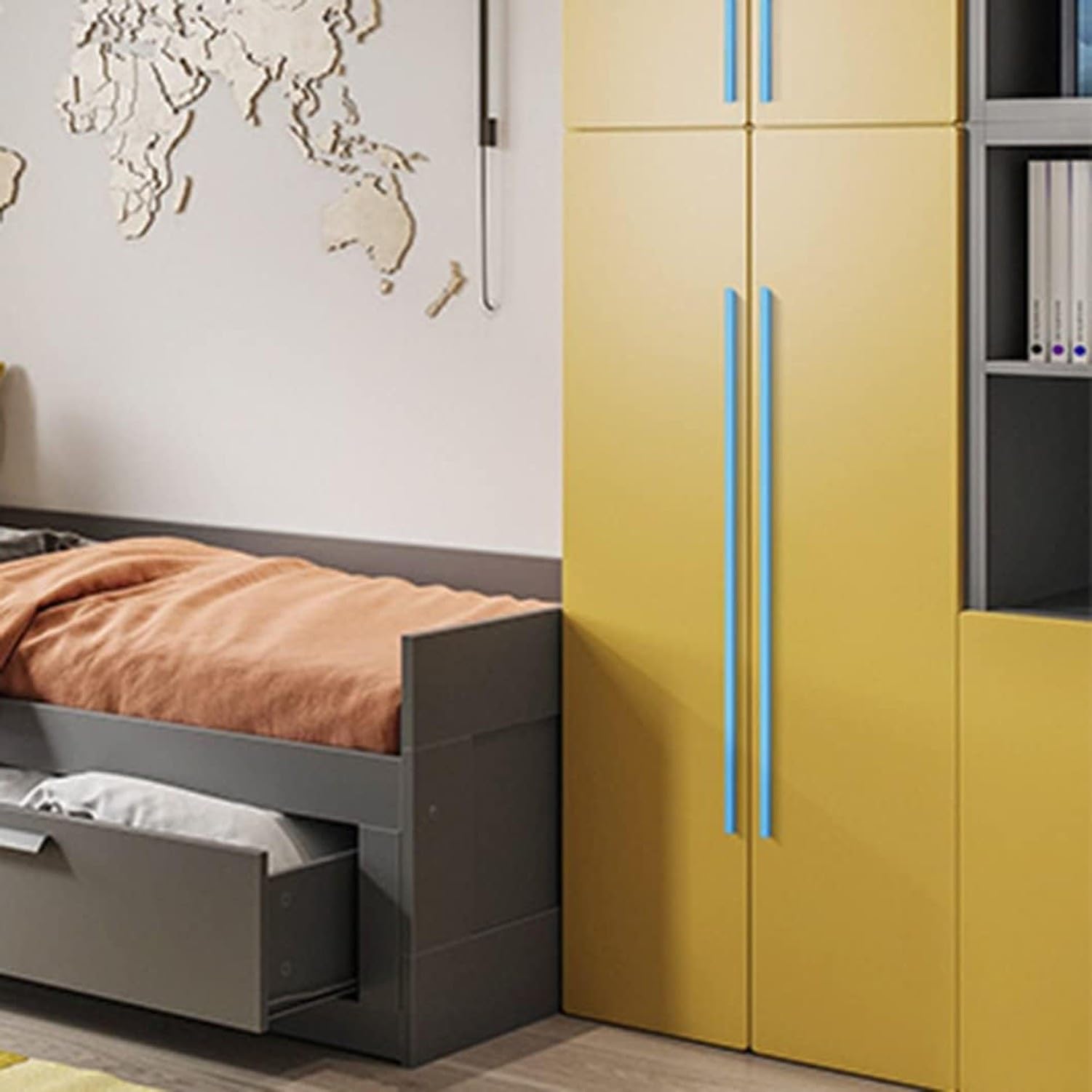 Blaue Möbelgriffe 2 Stück Küchenschrankgriffe T-förmige Kleiderschranktürgriffe aus Aluminiumlegierung, Schubladenbeschläge mit Schrauben, Length 1000mm, Length 1000mm