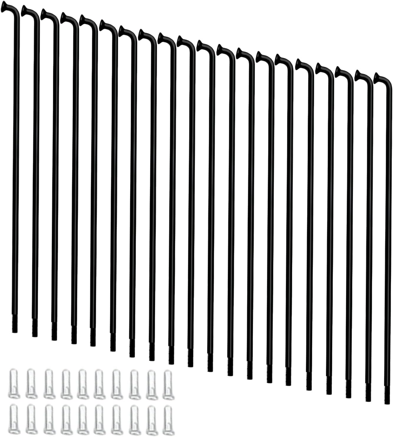 Bike Spokes Electric Bicycle E-Bike Tricycle Wheel 12G 2.5mm Steel 131mm-298mm with Nipples 20pcs BLACK 12G-255mm