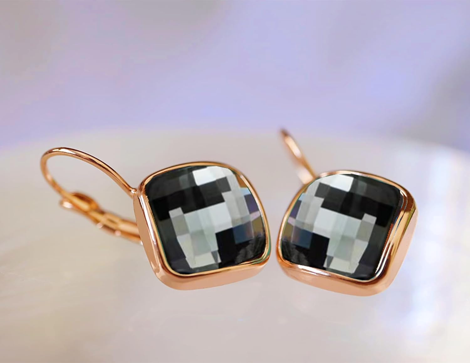 VONSSY Crystal Drop Dangle Earrings Leverback Hoop Hanging Zircon Jewelry Gift for Women Mother Wife - Image 5