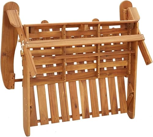Miniatura 7 de Solid Acacia Wood Folding Adirondack Chair Set with Bench and Coffee Table for Outdoor Patio Garden Lounge