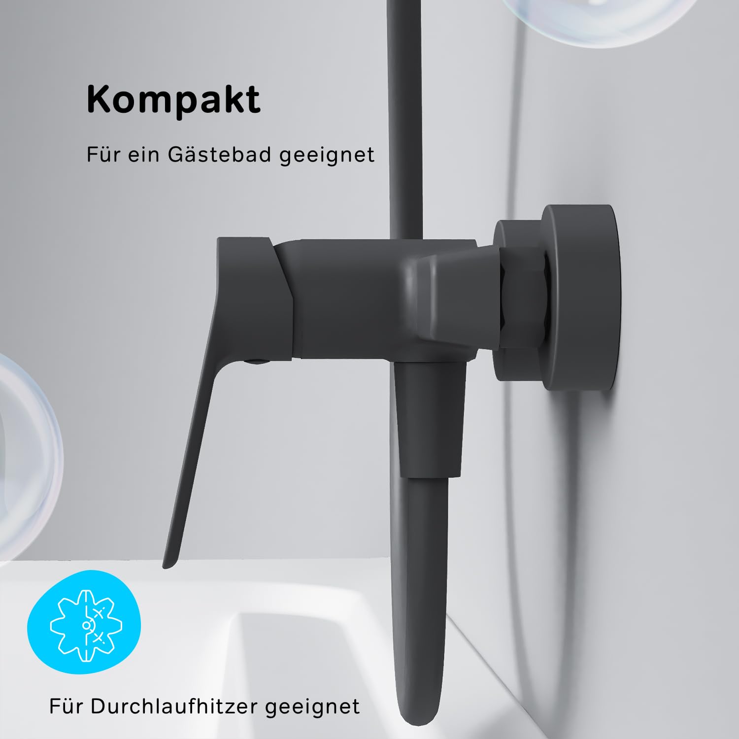 Duscharmatur Schwarz Matt Einhebelmischer, Mischbatterie Dusche, Badarmatur Einhand-Brausebatterie, Armatur Dusche für Badezimmer, Einhand-Brausearmatur, AM.PM Hit FTA20022