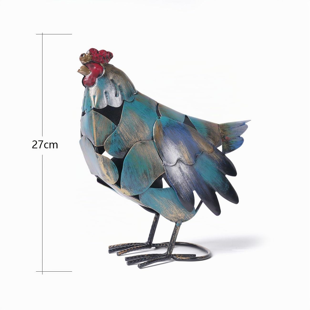 HAUCOZE Scultura Gallo Statua Giardino Figurina Decorazione Moderna Arte Regalo per Casa Soggiorno Ufficio Metallo 27cm
