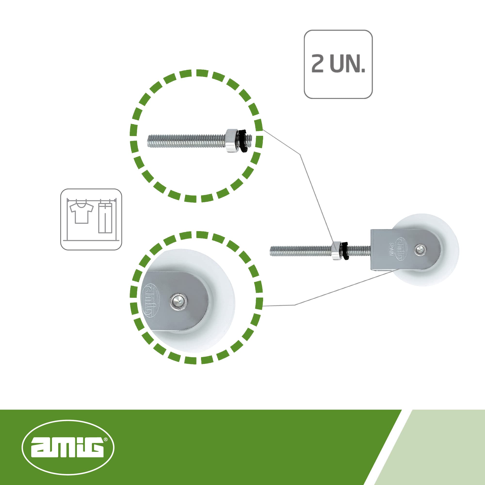 Puleggia In Acciaio AMIG Per Stendibiancheria - ø 39 Mm, Con Gancio E Guide - Foto 7