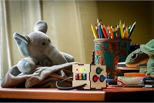 Miniatura 5 de Montessori - Cubo para ansiedad para niños pequeños versión mejorada 2023 cubo de actividades sensoriales de madera para niños pequeños, botones de