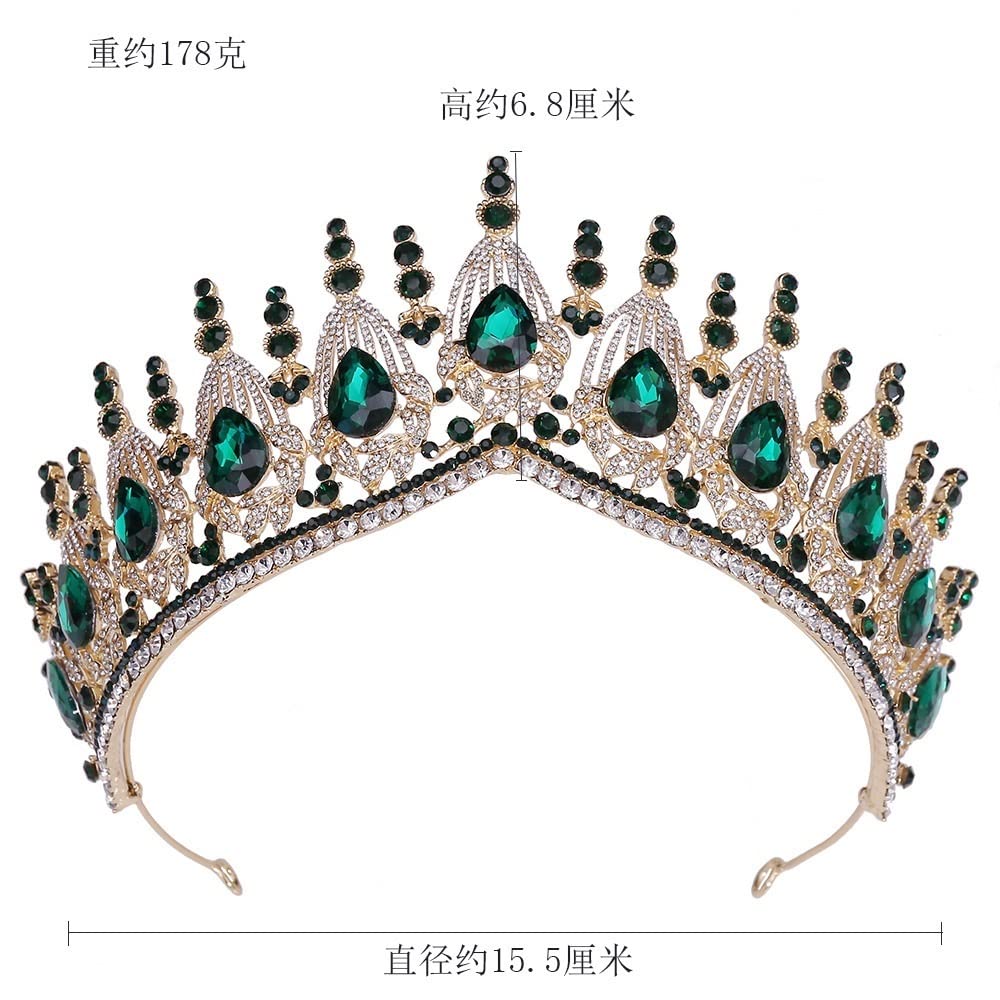 Ręcznie robiona duża korona ślubna ozdoba ślubna do włosów kropla wody Rhinestone kryształowy diadem korona królowej księżniczka tiary biżuteria do włosów obręcz do włosów (kolor metalu: