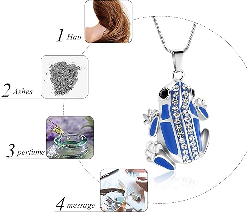 Miniatura 6 de Collar de urna con forma de rana de cremación para cenizas y recuerdos, urna conmemorativa