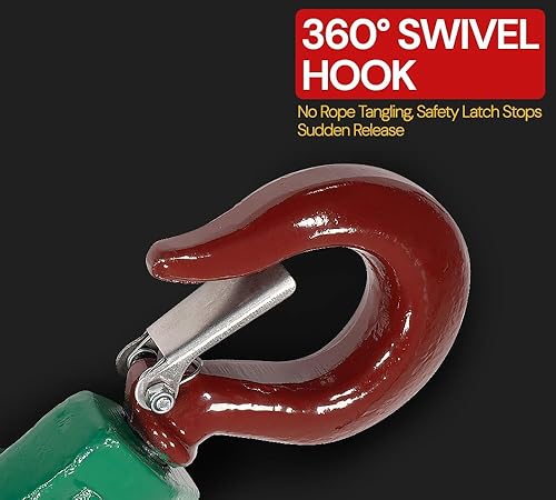 Miniatura 3 de Mytee Products Bloque de arrebate con gancho WLL 2 Toneladas Polea de 3"' + ' Cable de alambre de 3/8" Pulley para rescate con enrollamiento