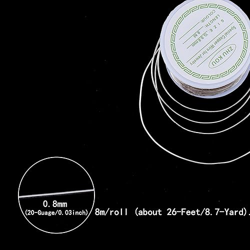 Vista 18 de Airssory Alambre de cuentas de metal de cobre de calibre 0.016 in/26, chapado de larga duración para envolver lazos torcidos, fabricación de joyas