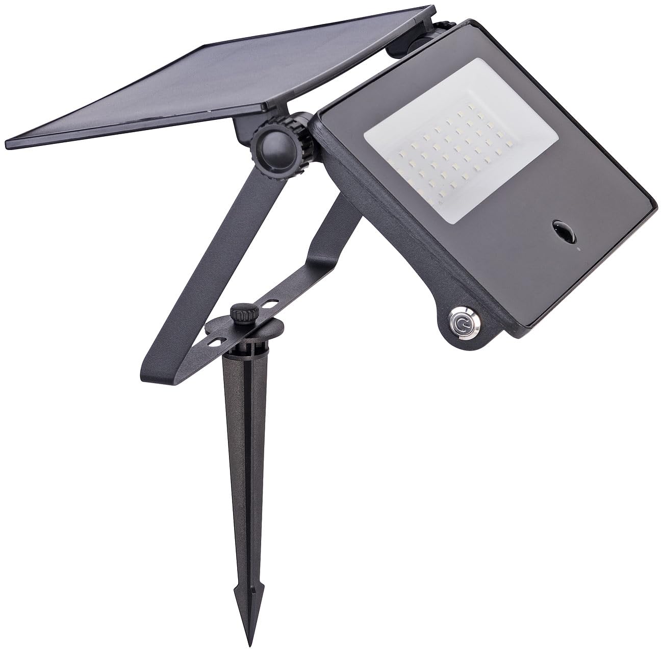 Luminea LED Solarleuchten Gärten: 4er-Set Solar-LED-Gartenstrahler, PIR-Sensor, 1.300 lm, 2X 1.800 mAh (Gartenbeleuchtung Solar, Garten-Stecker, Baum)