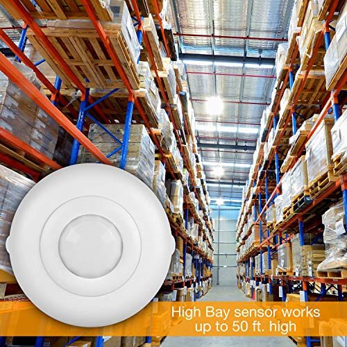 Image of ENERLITES High Bay 360 Degree PIR Line Voltage Ceiling Occupancy Motion Sensor w /Daylight Harvesting Dimming, 1200-2800 sq. ft. Coverage, 120-277VAC, Commercial /Industrial, UL Listed, MPC-50HD, White