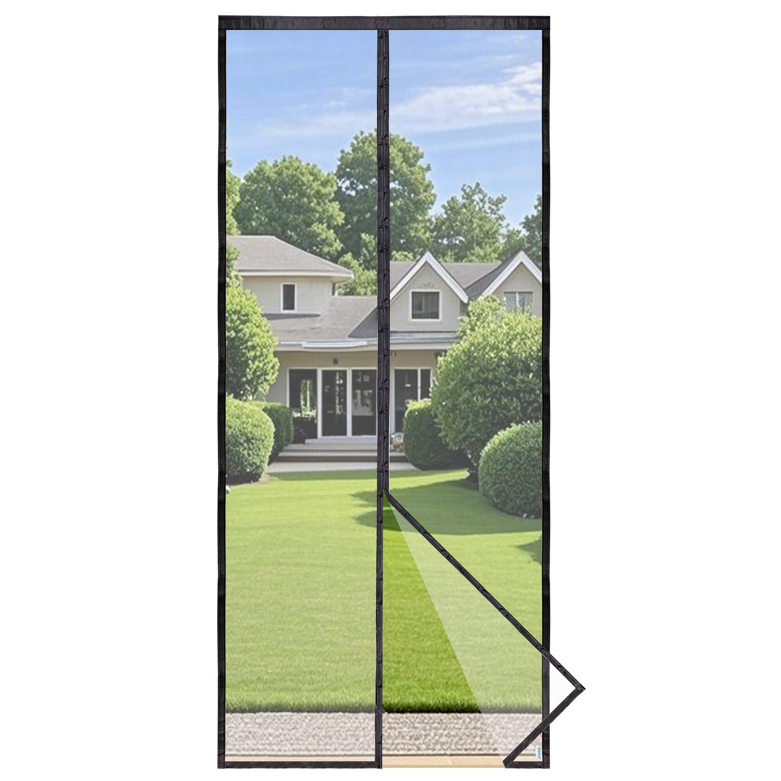 Apalus Prime Fliegengitter Tür, Magnet Insektenschutz Balkontür 80x203cm, Lichtdurchlässig, Reißfest, Wetterfest, Langlebig, Stärkere Magneten als beim Klassik, 3.8cm Klettband Oben, Nicht Kürzbar