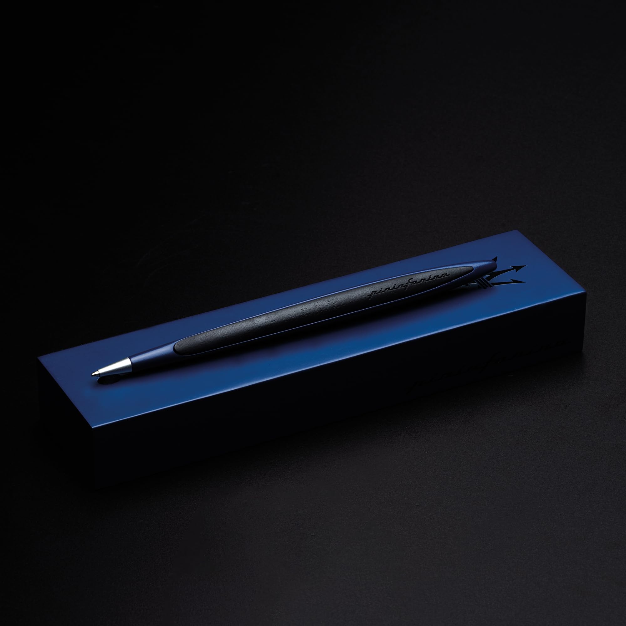 pininfarina segno Cambiano | Penna a sfera con base in legno | Special Edition Maserati | Blu