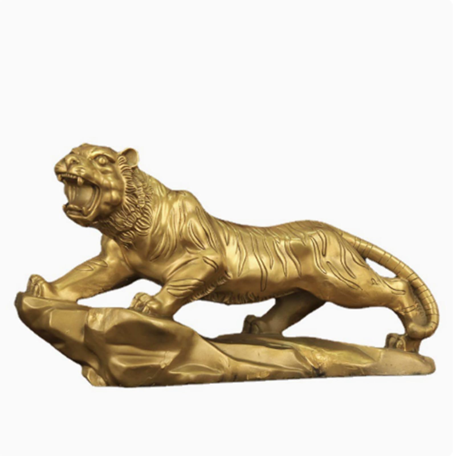 Hhhxkkuu Solid Brass Tiger Statue Handcrafted Roaring Wealth Sculpture