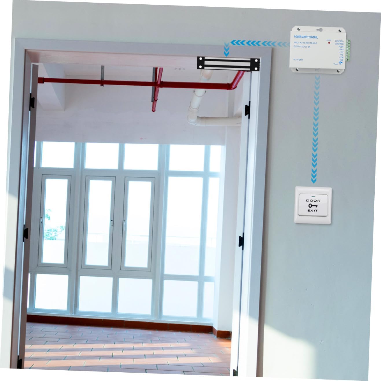 3A Metal Power Supply Control for Door with Worldwide Ac Input Relay Delay Nc No Outputs Compatible with E and RFID Controllers
