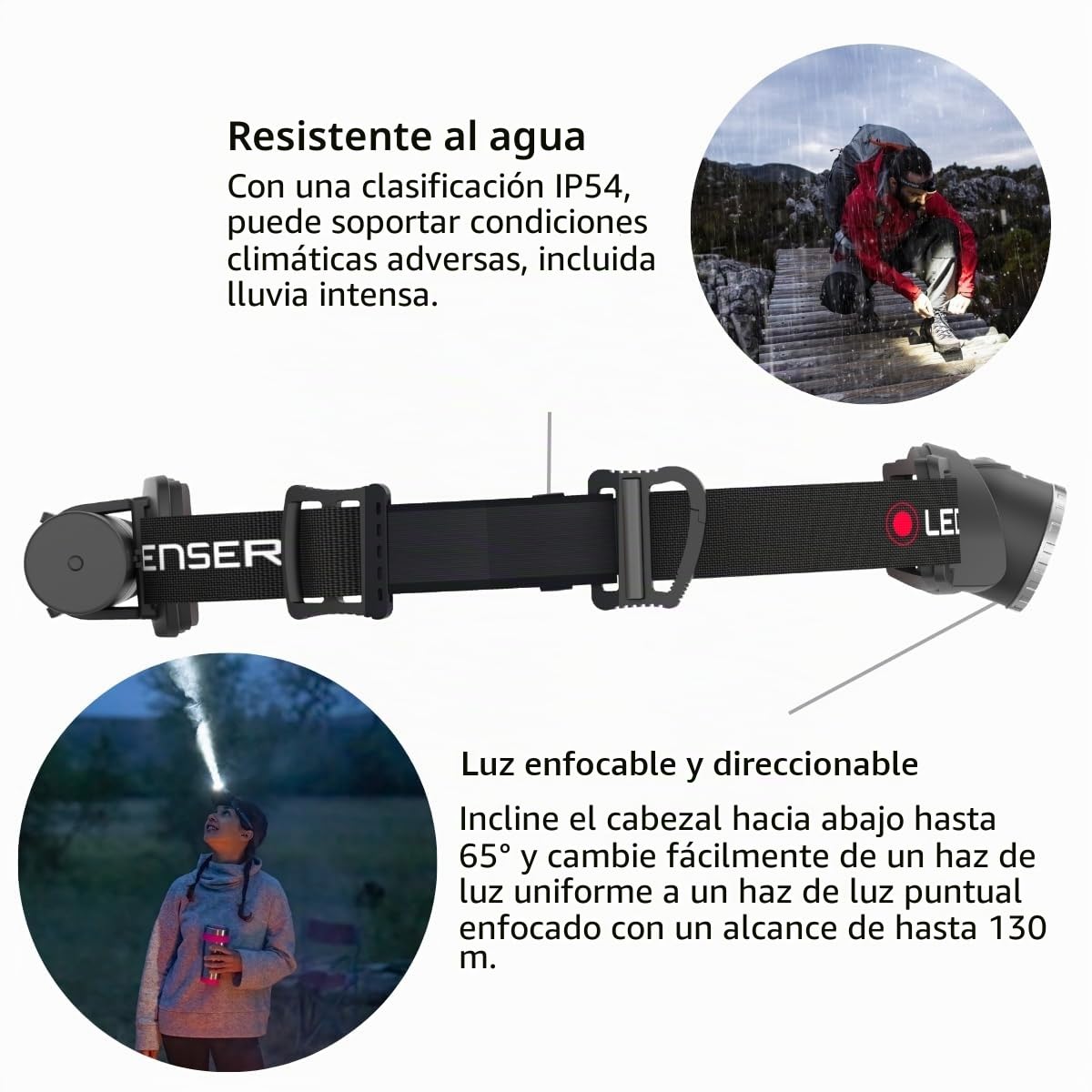 Ledlenser H8R SE Linterna Frontal Recargable, 700lm, Alcance 130m, IP54 | Enfoque ajustable, hasta 70h de autonomía, luz trasera roja, 158g, funda incluida, ideal para outdoor