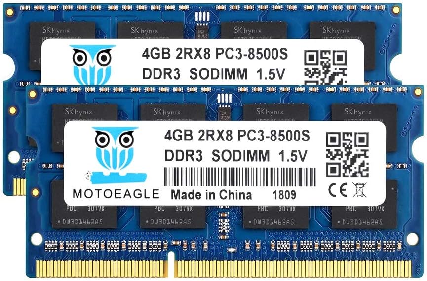 8GB KIT (2x4GB) PC3-8500 DDR3 1066 MHz RAM Laptop, Motoeagle 2Rx8 PC3 4GB DDR3 204pin SODIMM Memory 1.5V CL7 Upgrade Chip